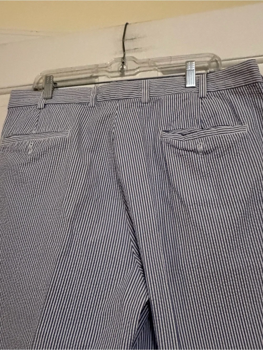 Brooks Brothers Blue White Striped Seersucker Straight Leg Pants Size 38 x 30